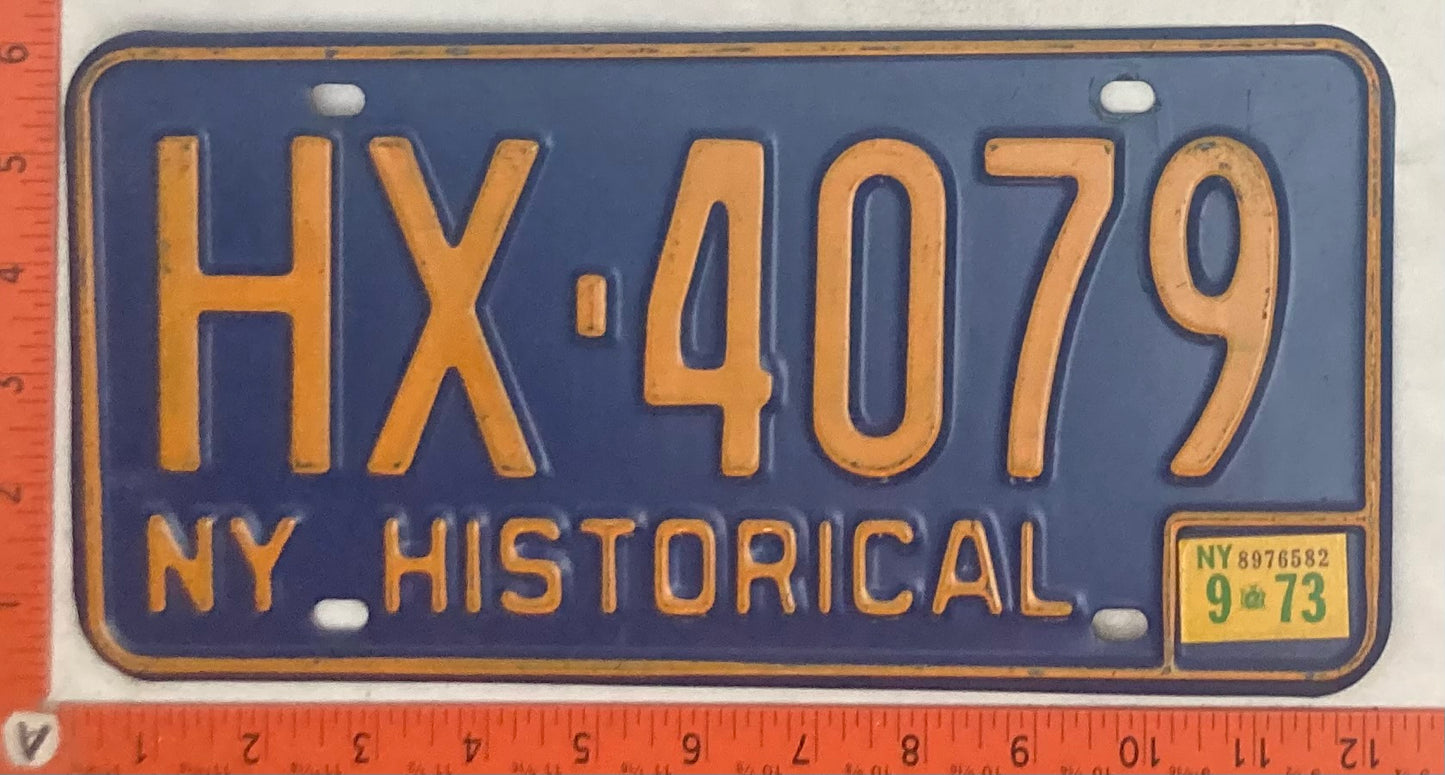 1973 New York #HX-4079 Historical Passenger License Plate