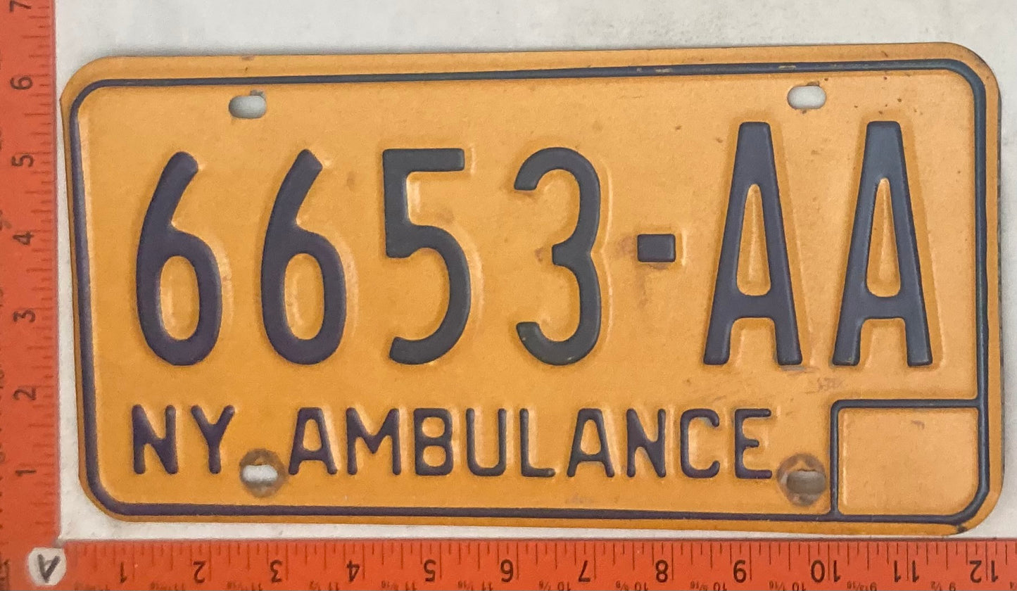 Undated New York #6653-AA Ambulance License Plate