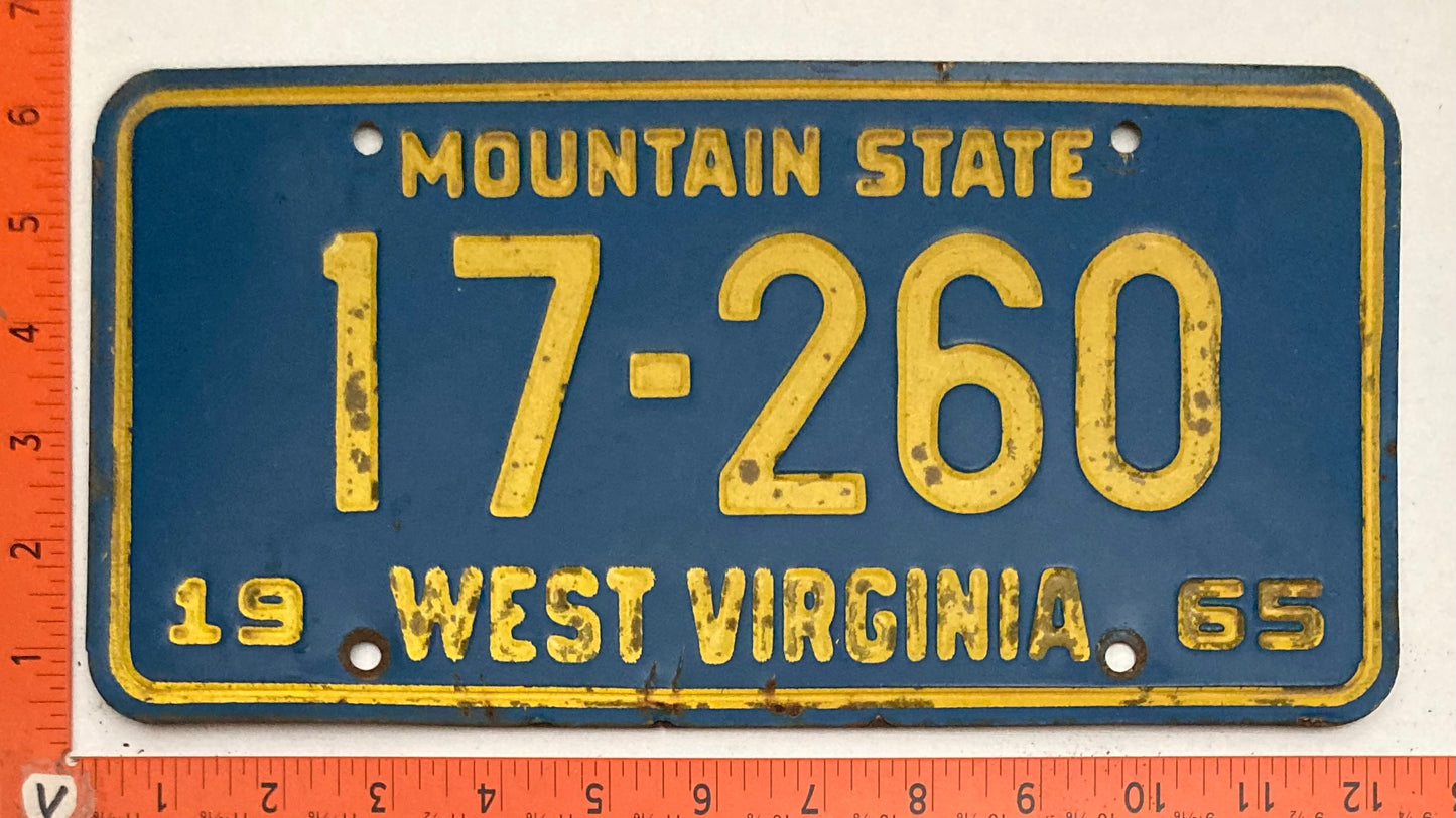 1965 West Virginia #17-260 Passenger License Plate