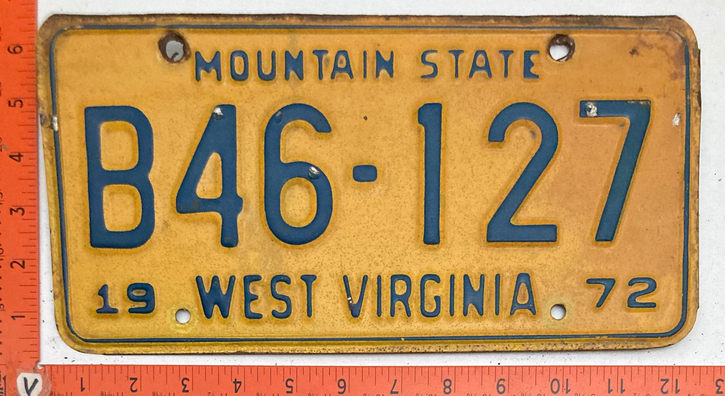 1972 West Virginia #B46-127 Truck License Plate