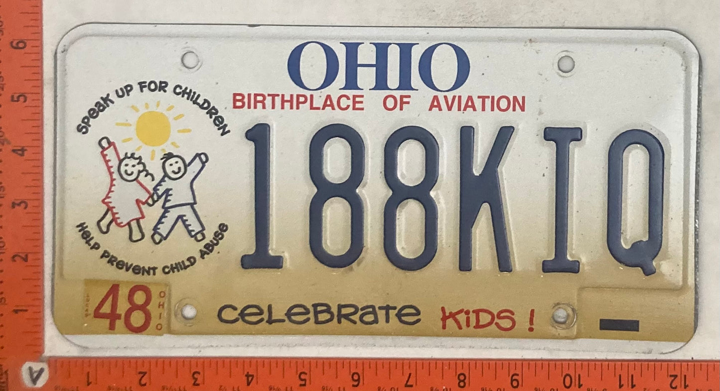Undated Ohio #188KIQ Passenger License Plate