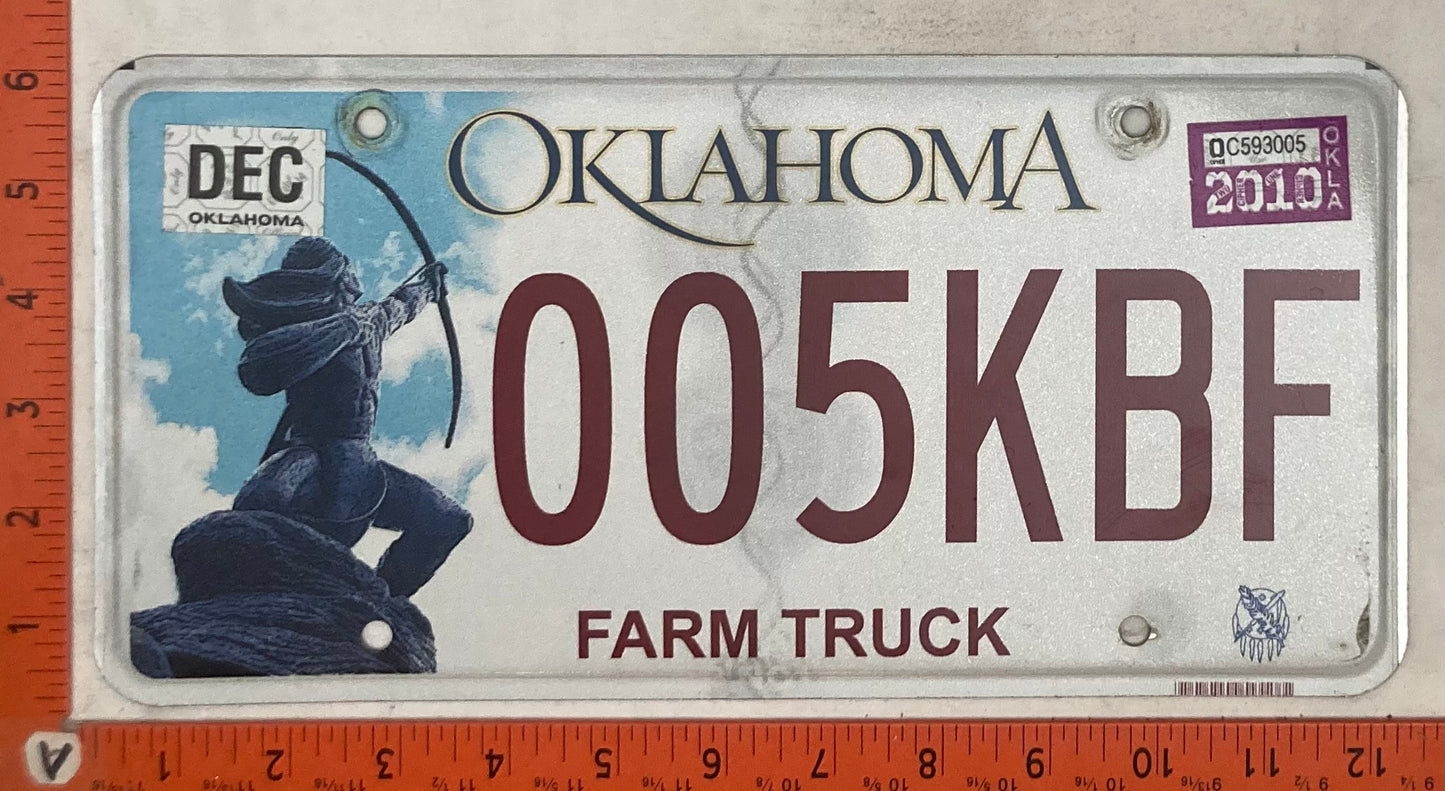 2010 Oklahoma #005KBF Farm Truck License Plate