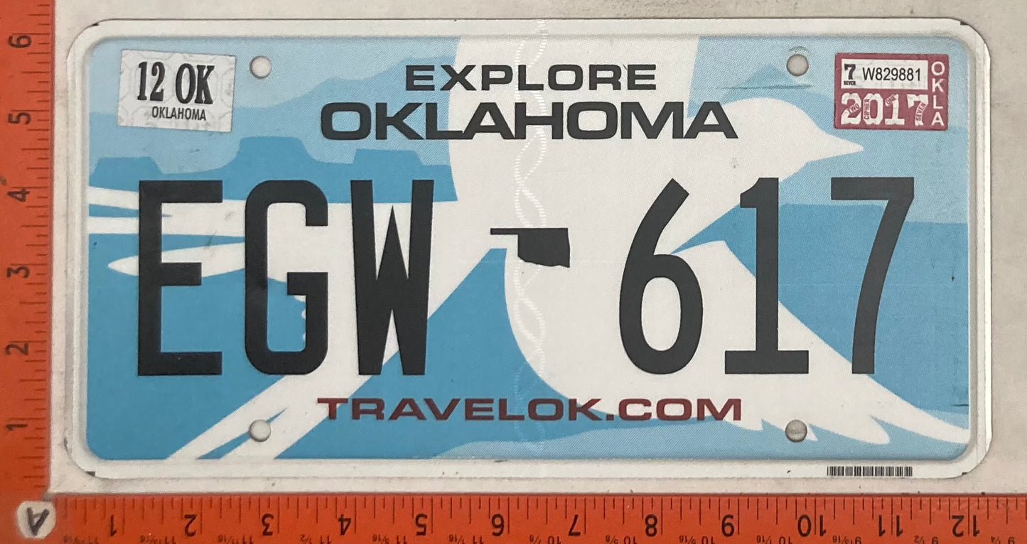 2017 Oklahoma #EGW-617 Passenger License Plate