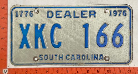 1976 South Carolina #XKC 166 Dealer License Plate