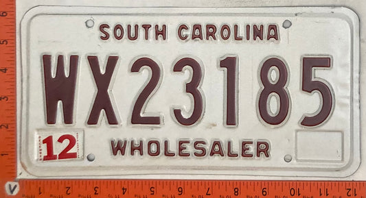Undated South Carolina #WX23185 Wholesaler License Plate