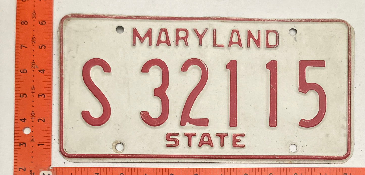 1976 Maryland #S 32115 State Government License Plate