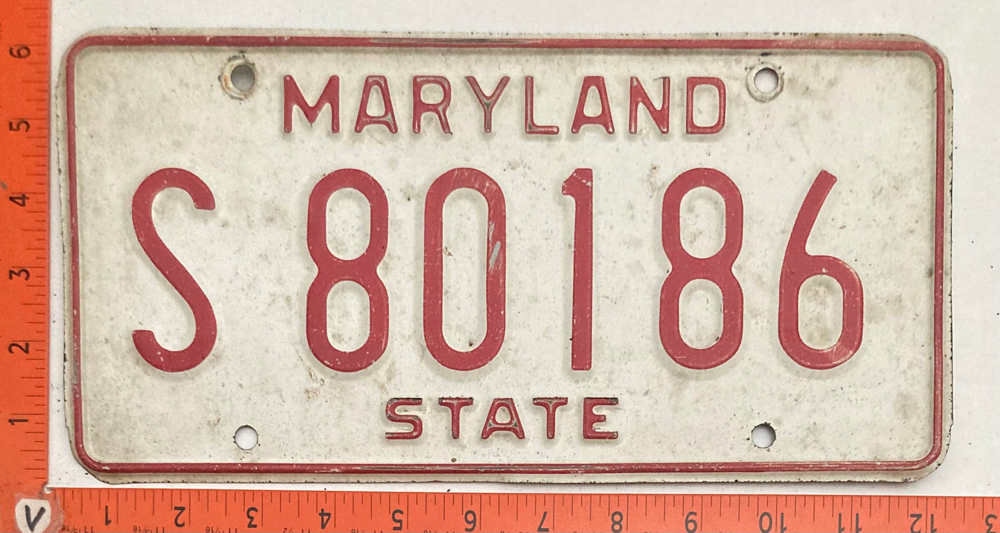 1976 Maryland #S 80186 State Government License Plate