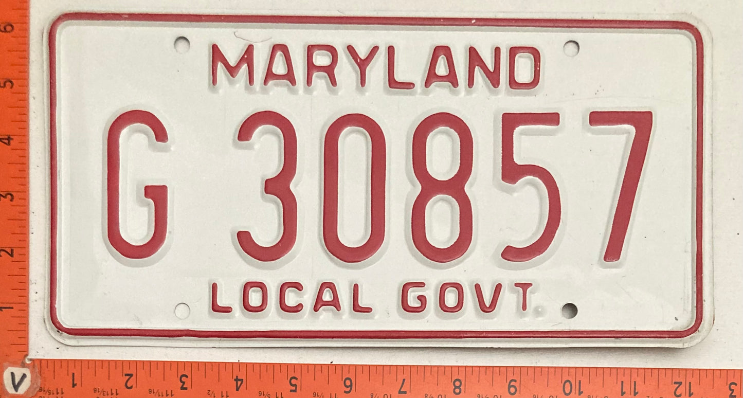 1976 Maryland #G 30857 Local Government License Plate
