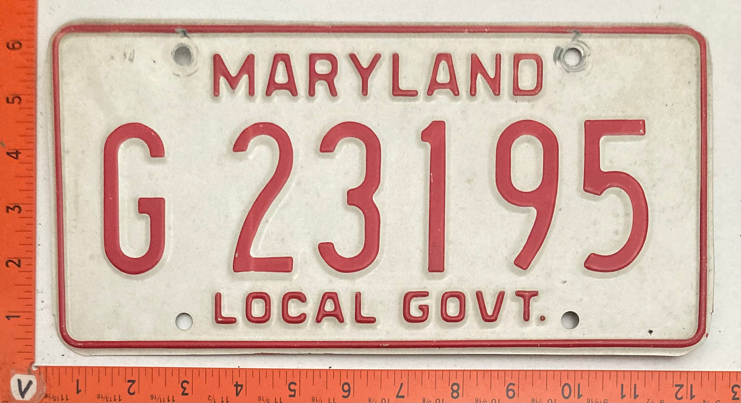 1976 Maryland #G 23195 Local Government License Plate