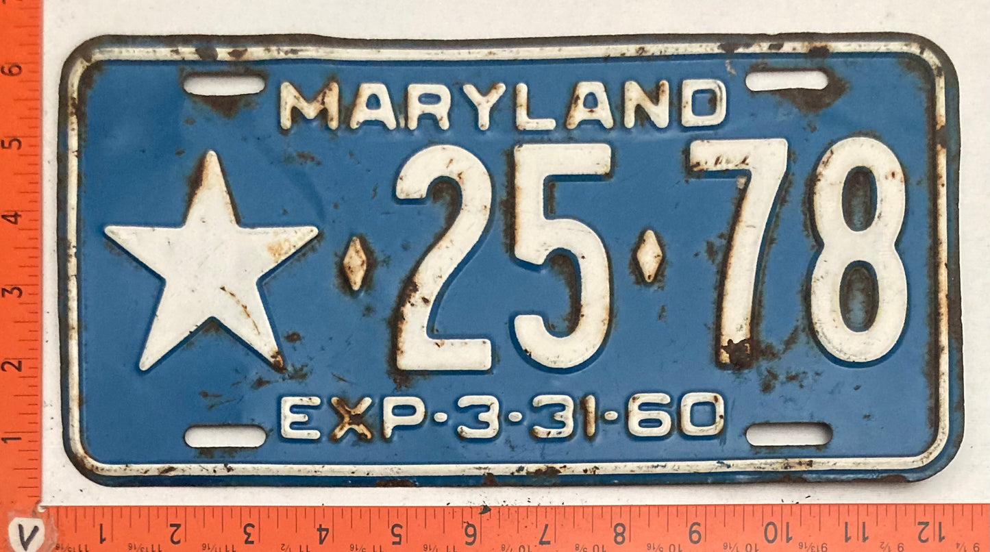 1960 Maryland #25-78 Local Government License Plate