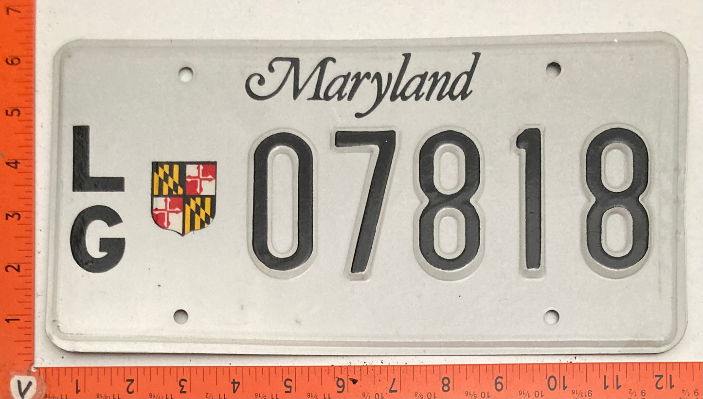Undated Maryland #L/G 07818 Local Government License Plate
