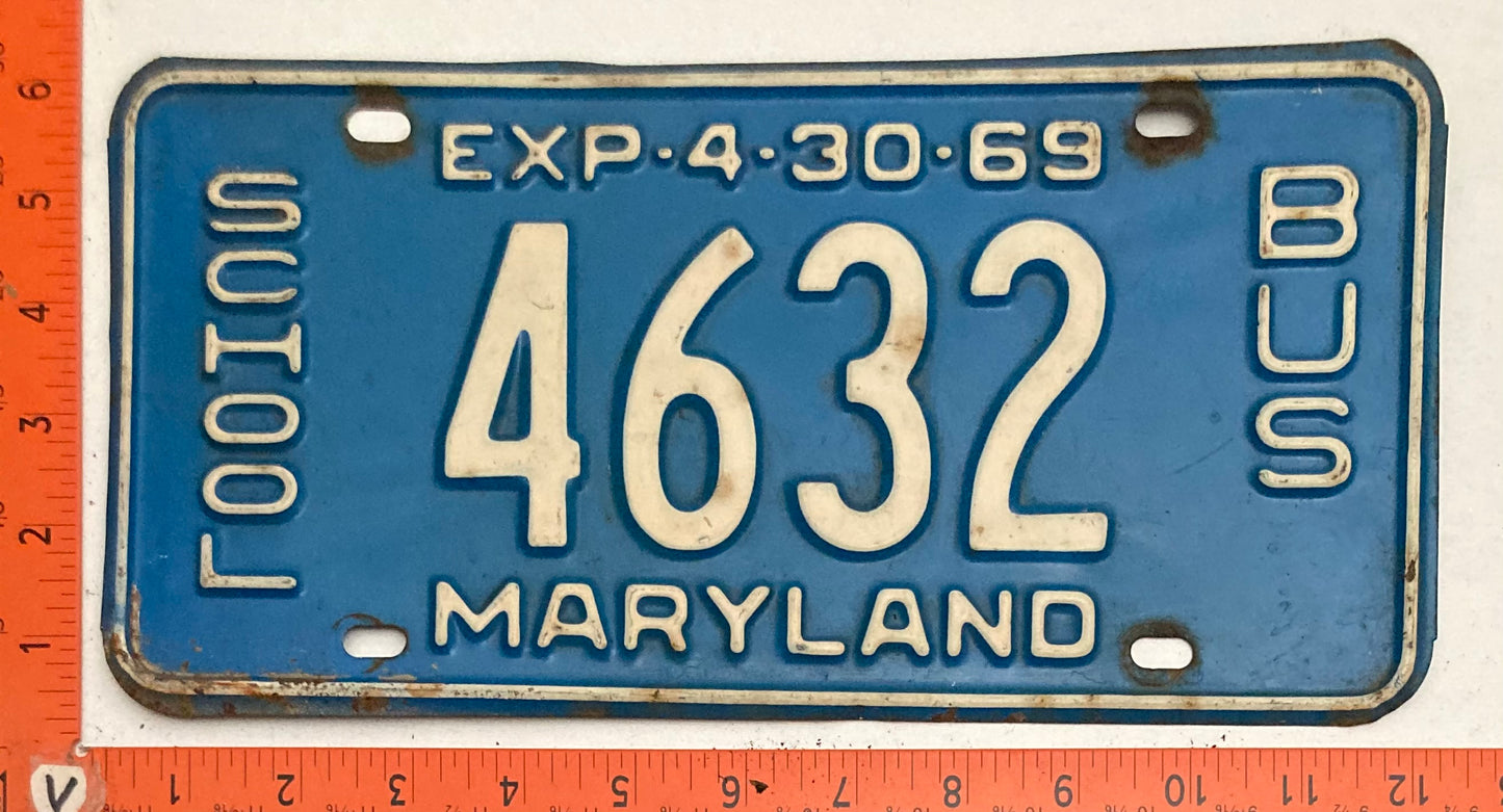 1969 Maryland #4632 School Bus License Plate