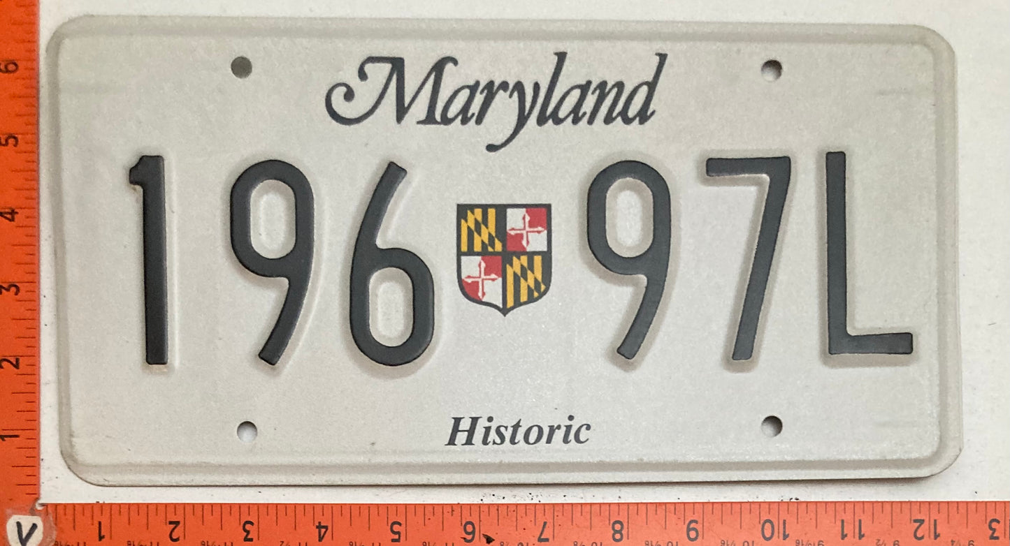 1988 - current Maryland #196 97L Historic License Plate