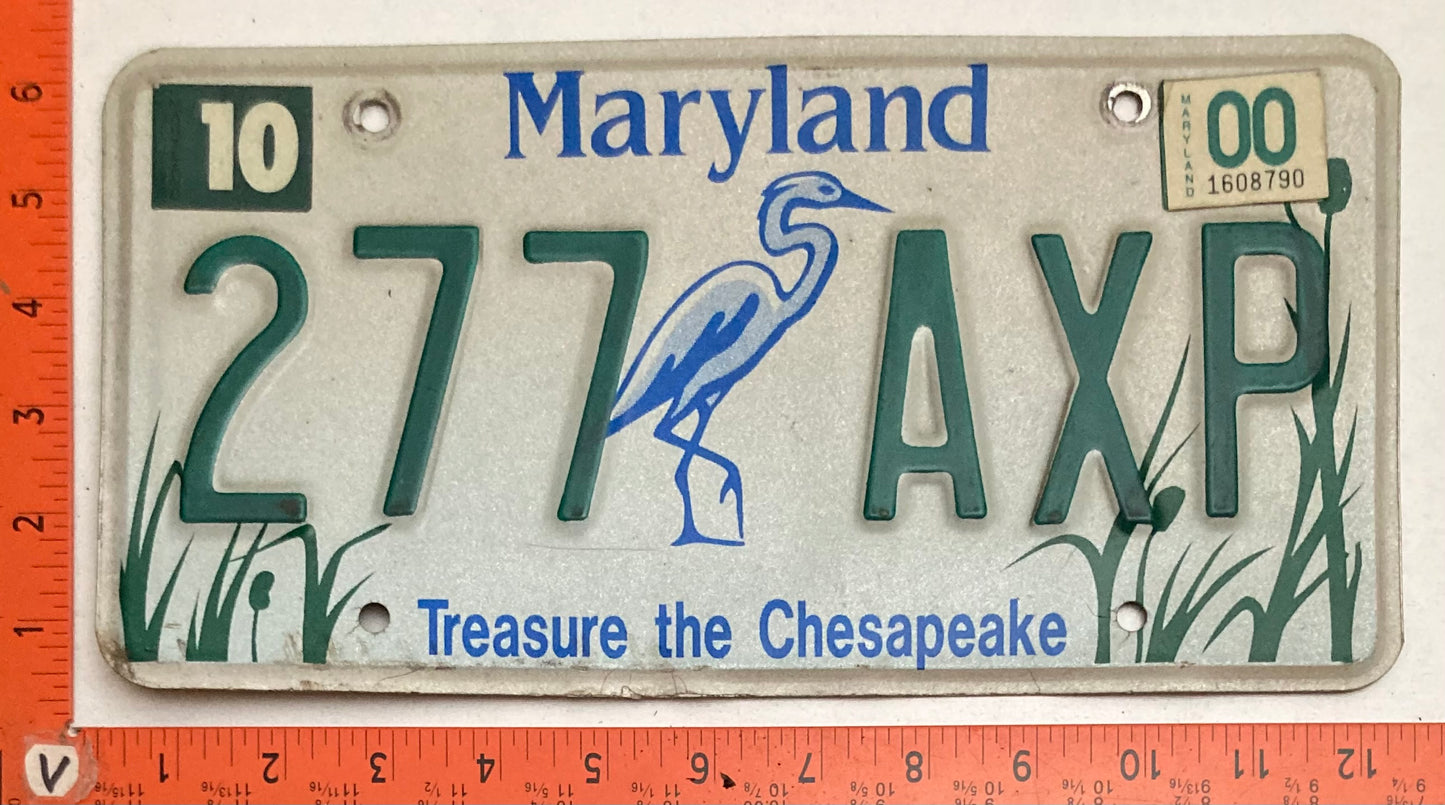 2000 Maryland #277 AXP Treasure the Chesapeake Passenger License Plate