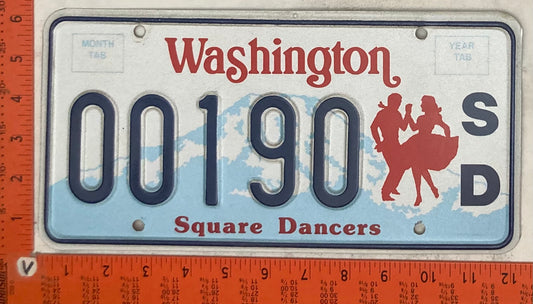 Undated Washington #00190 Passenger License Plate