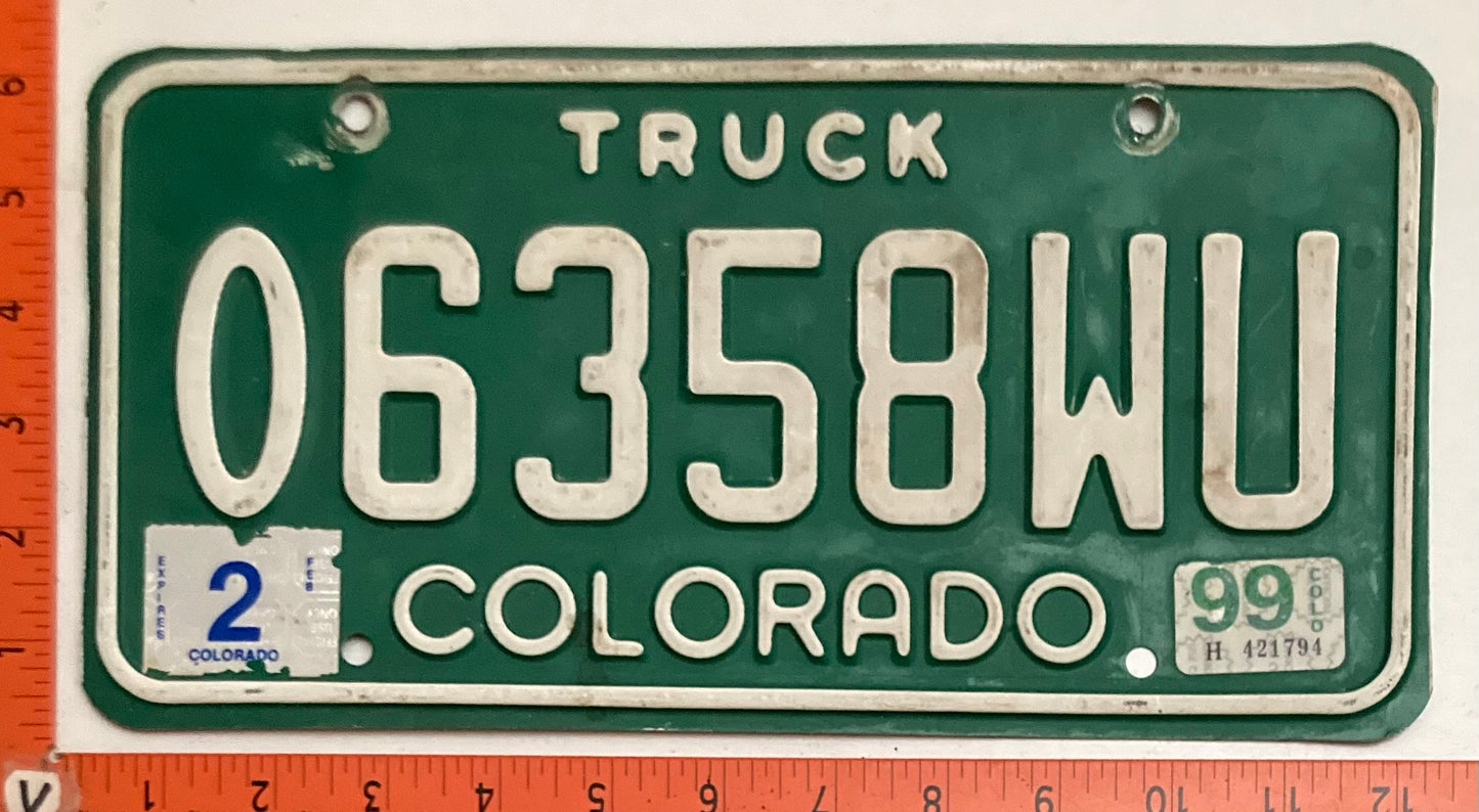1999 Colorado #06358WU Truck License Plate
