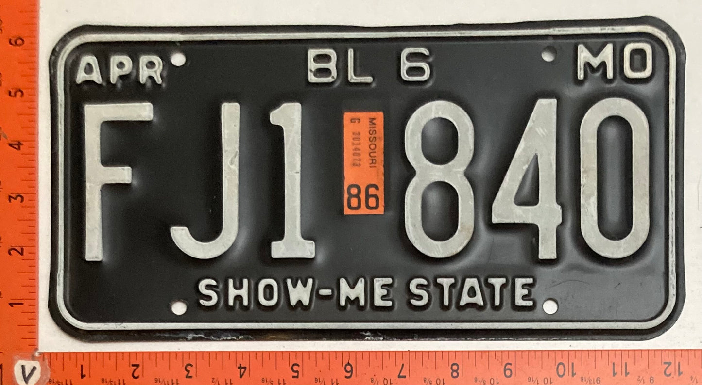 1986 Missouri #FJ1 840 Truck License Plate