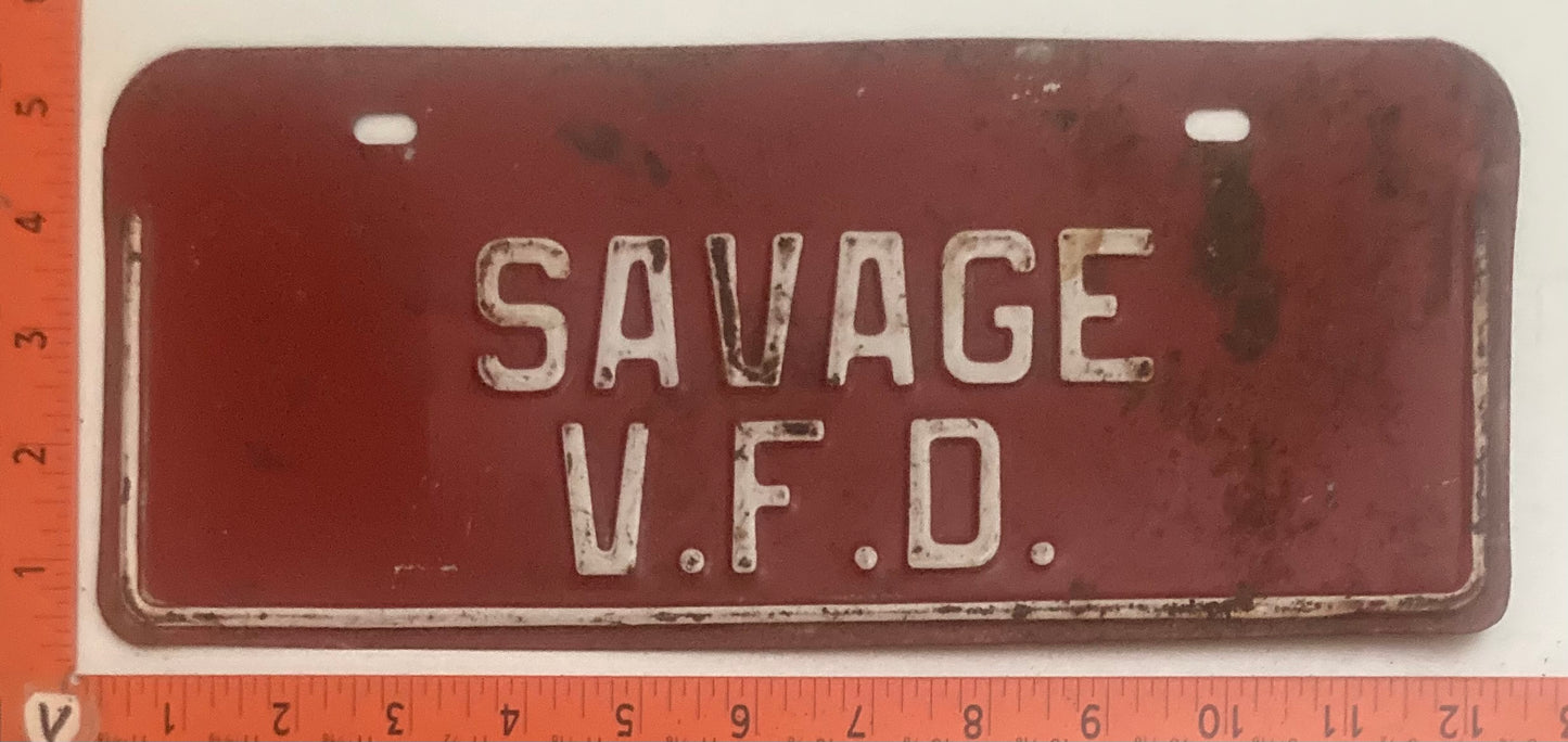 Undated Maryland # SAVAGE V.F.D. License Plate Attachment