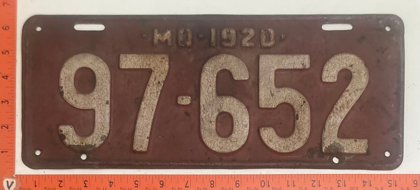 1920 Maryland #97-652 Passenger license plate