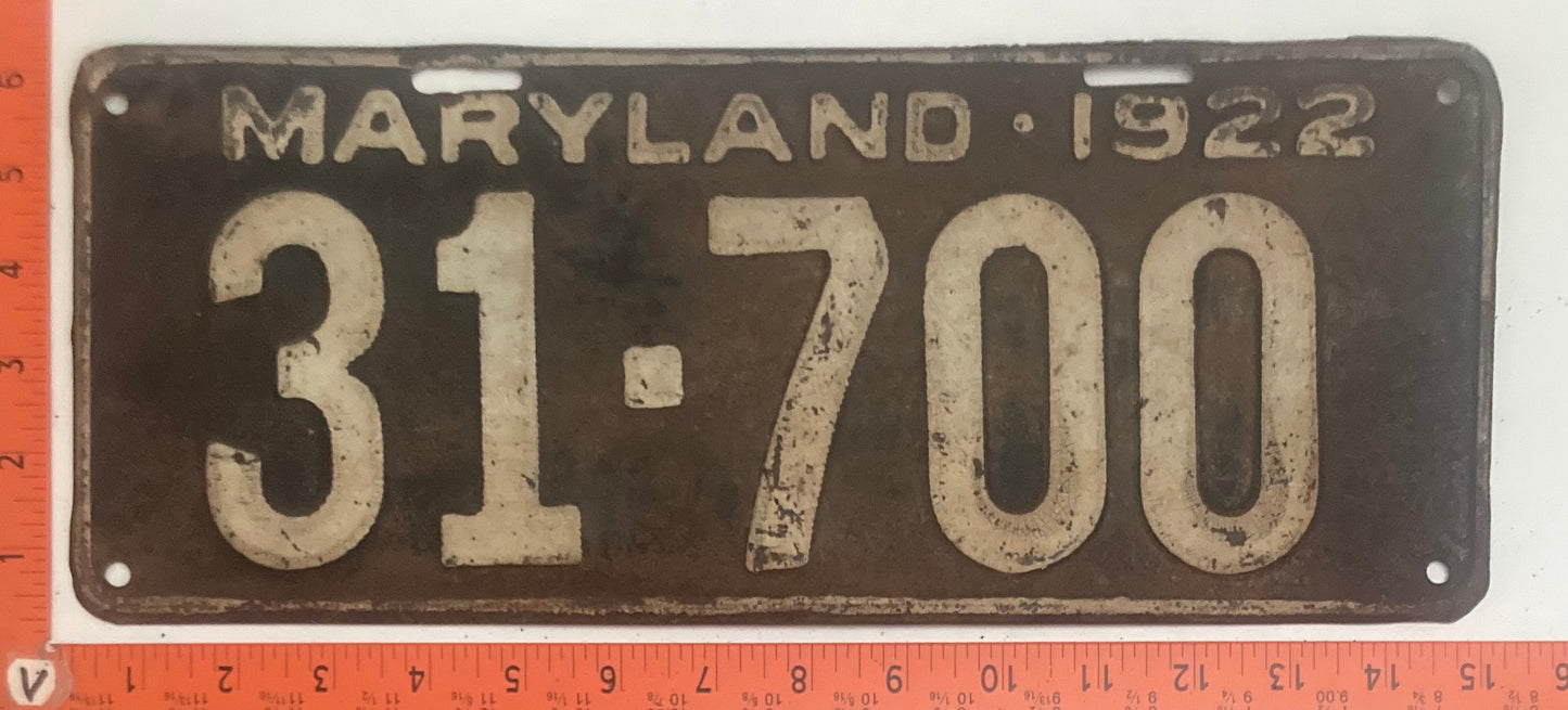 1922 Maryland #31-700 Passenger license plate