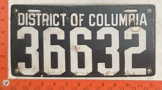 Undated Washington, DC #36632 Passenger License Plate (Porcelain)