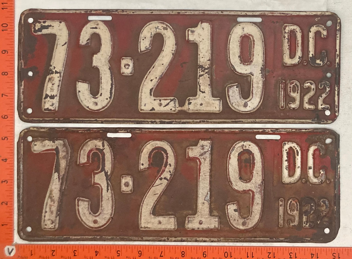 1922 Washington, DC #73-219 Passenger License Plate (Pair)