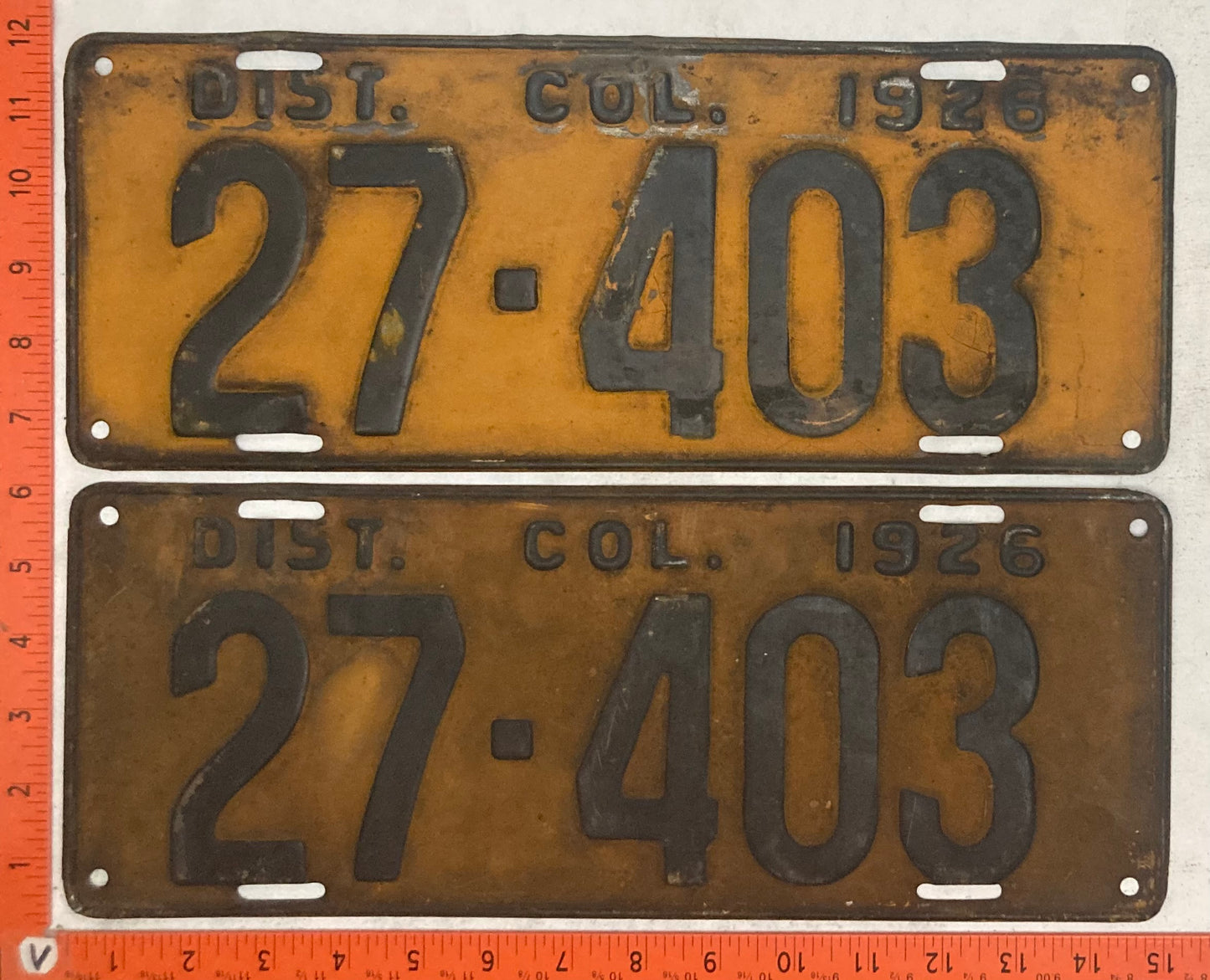 1926 Washington, DC #27-403 Passenger License Plate (Pair)