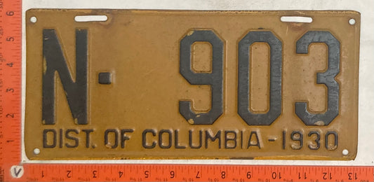 1930 Washington, DC #N-903 Passenger License Plate