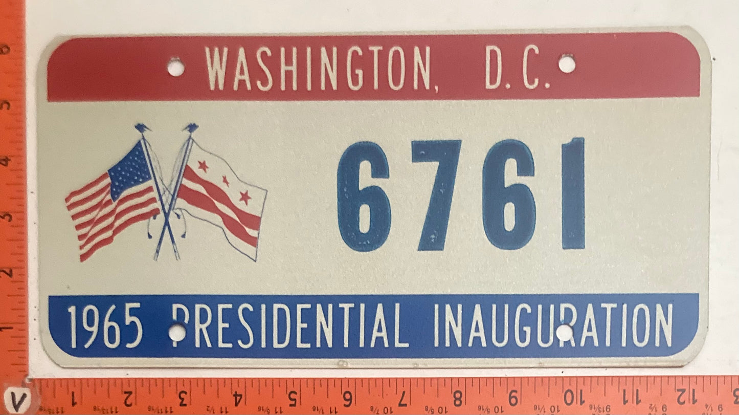 1965 Washington, DC #6761 Presidential Inaugural Passenger License Plate