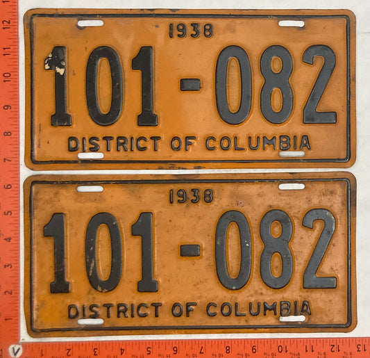 1937 Washington, DC #101-082 Passenger License Plate (Pair)