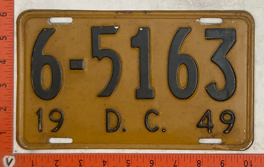 1949 Washington, DC #6-5163 Passenger License Plate