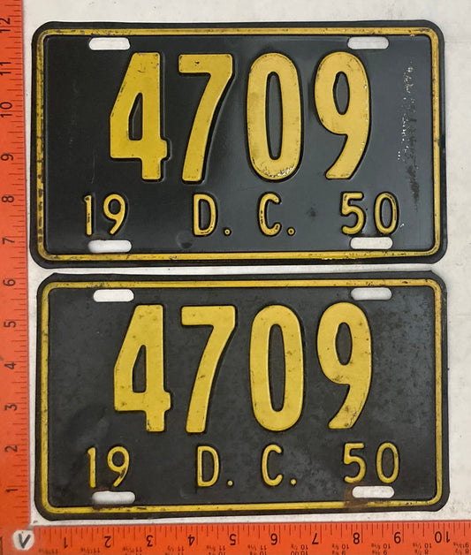 1950 Washington, DC #4709 Passenger License Plate (Pair)