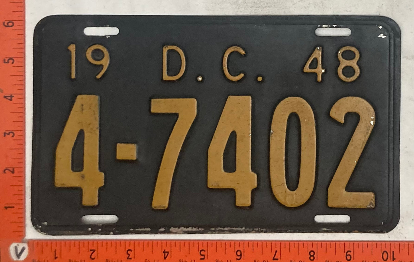 1948 Washington, DC #4-7402 Passenger License Plate