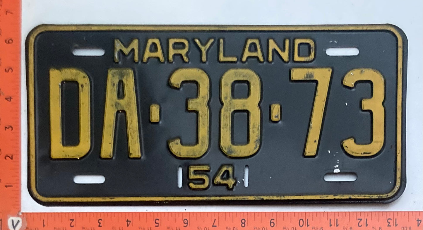 1954 Maryland #DA-38-73 Passenger License Plate