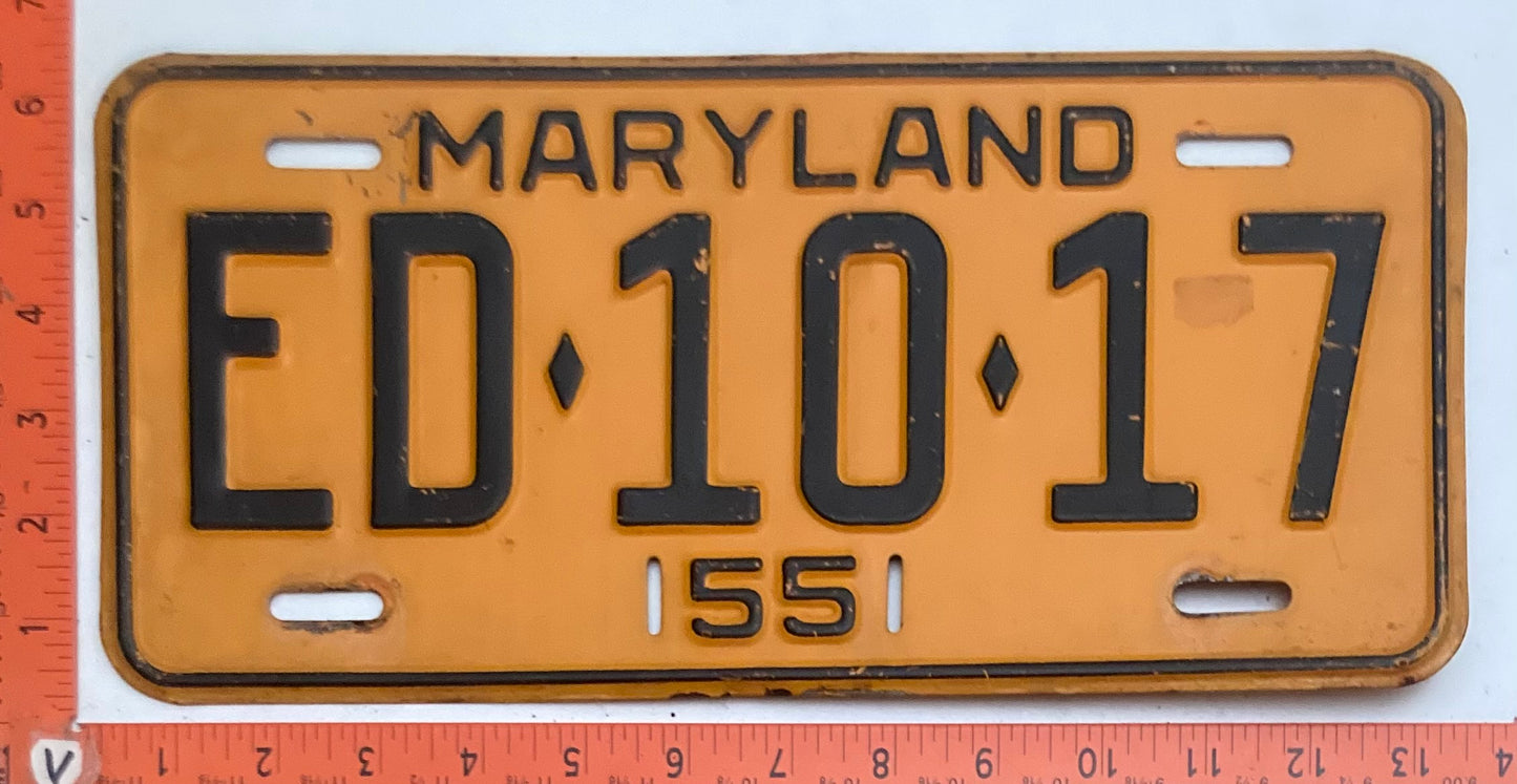 1955 Maryland #ED-10-17 Passenger License Plate