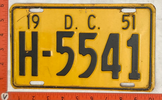 1951 Washington, DC #H-5541 Taxi License Plate