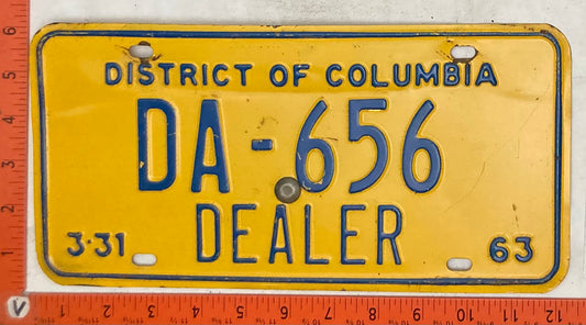 1963 Washington, DC #DA-656 Dealer License Plate