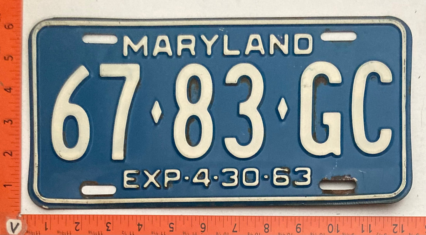1963 Maryland #67-83-GC Truck License Plate