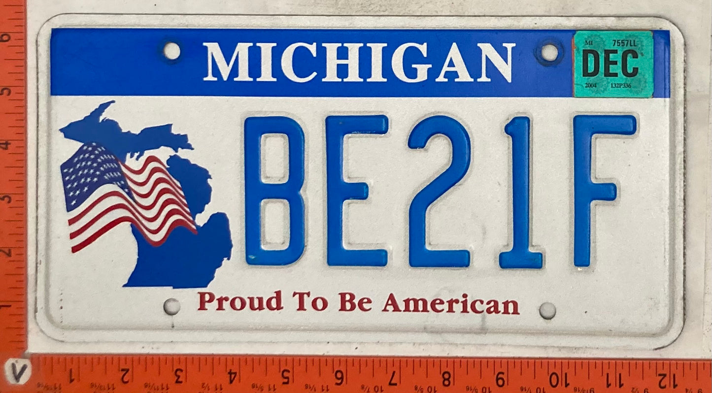 2004 Michigan #BE21F Passenger License Plate