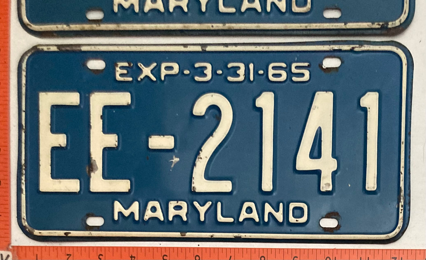 1965 Maryland #EE-2141 Passenger License Plate PAIR