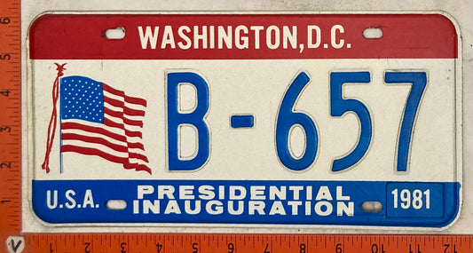 1981 Washington, DC #B-657 Presidential Inaugural Passenger License Plate