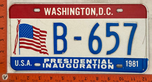 1981 Washington, DC #B-657 Presidential Inaugural Passenger License Plate