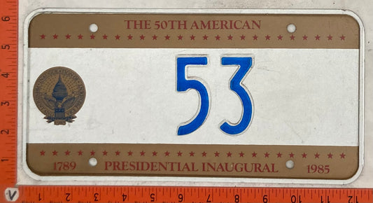 1985 Washington, DC #53 Presidential Inaugural Passenger License Plate