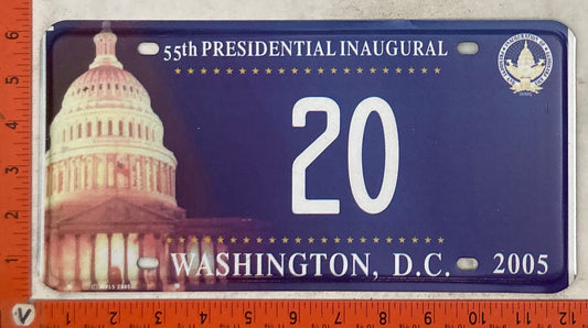 2005 Washington, DC #20 Presidential Inaugural Passenger License Plate
