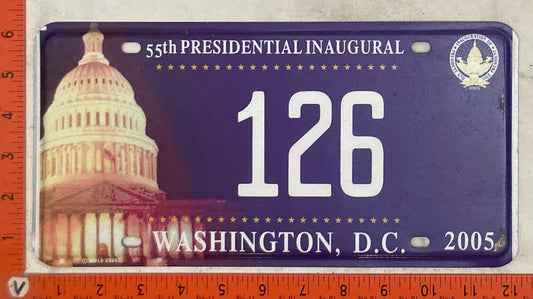 2005 Washington, DC #126 Presidential Inaugural Passenger License Plate