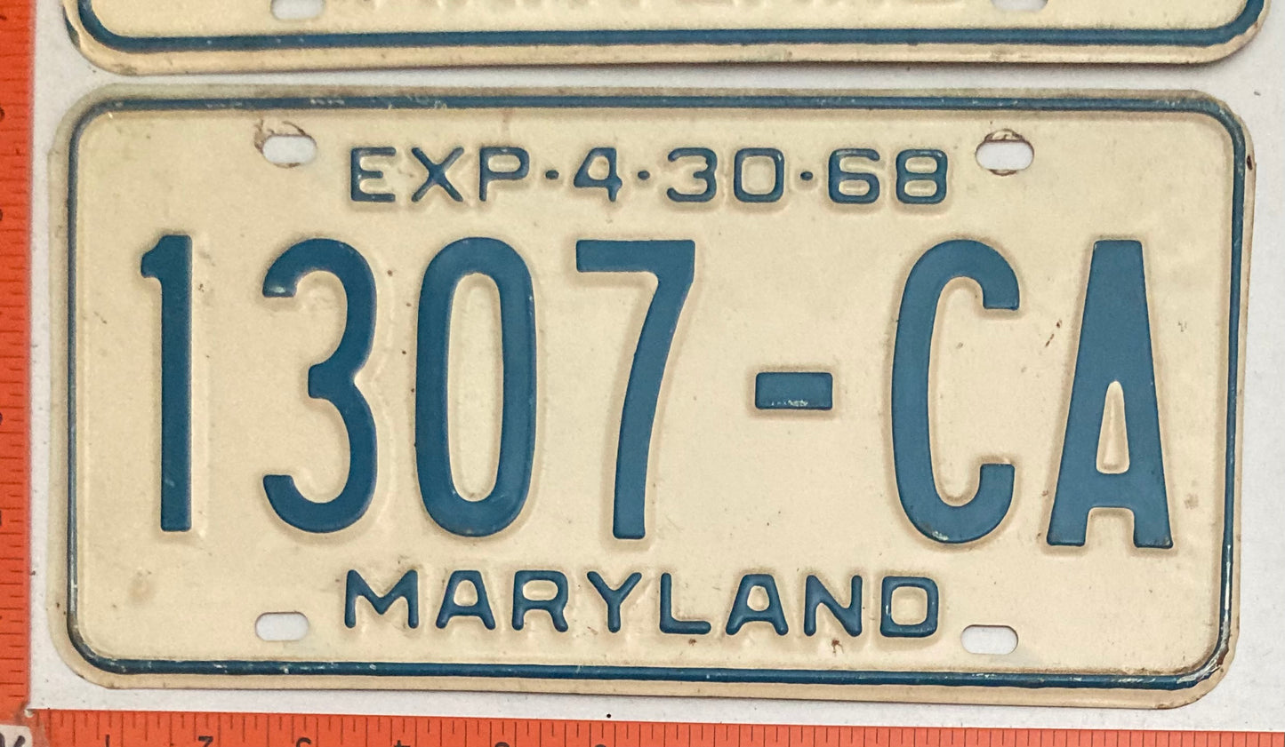 1968 Maryland #1307-CA Truck License Plate PAIR