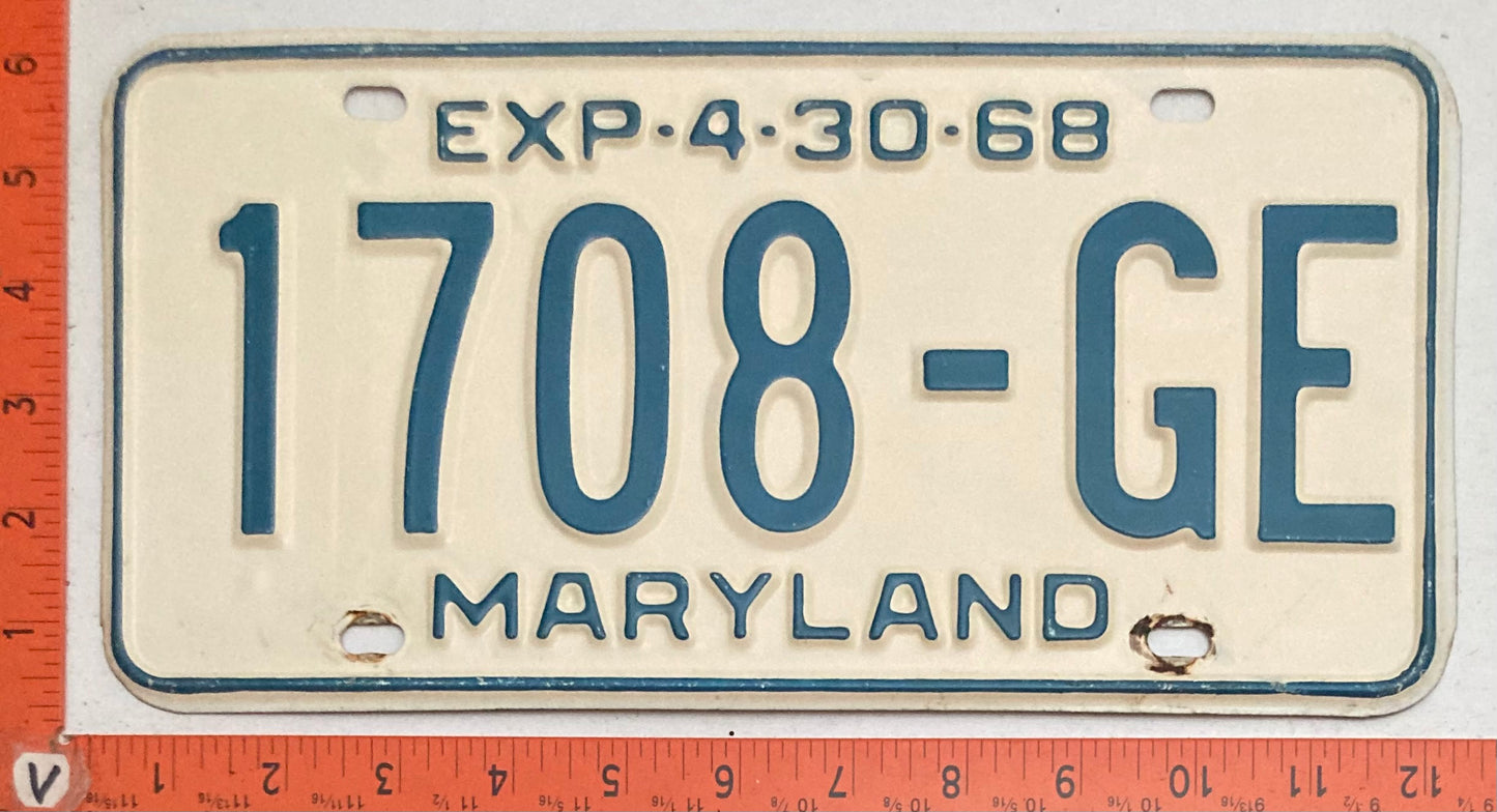 1968 Maryland #1708-GE Truck License Plate