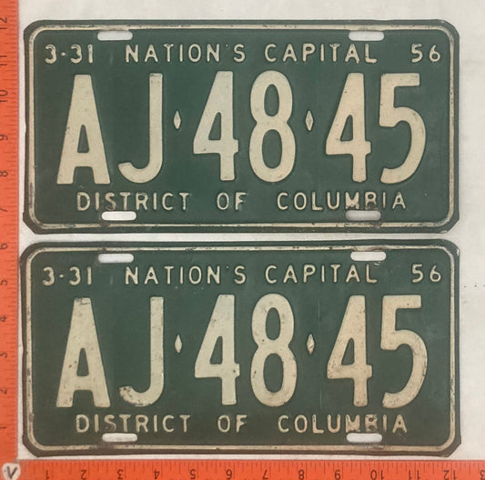 1956 Washington, DC #AJ-48-45 Passenger License Plate (Pair)