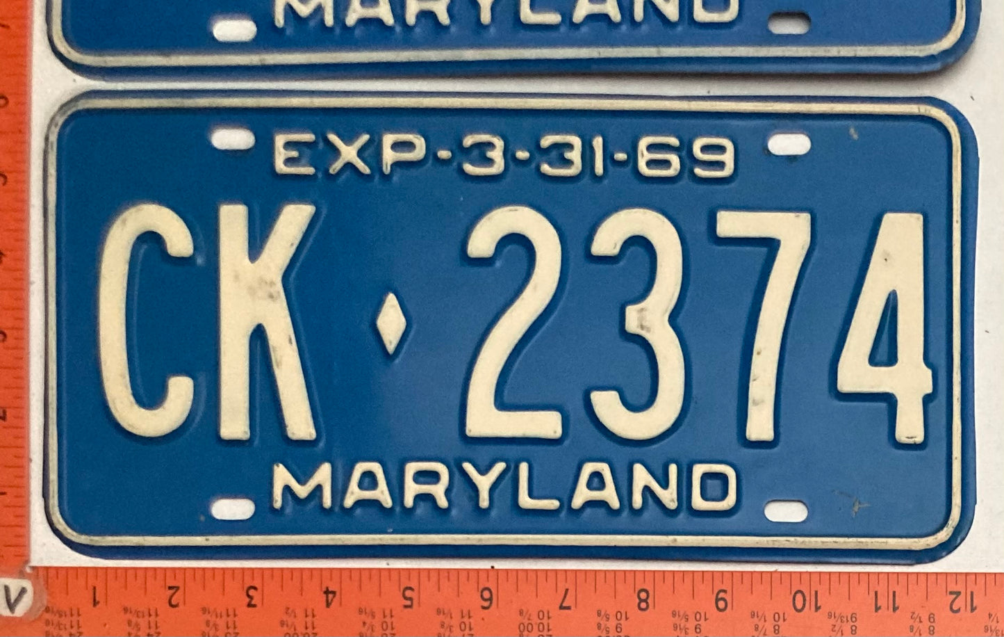 1969 Maryland #CK-2374 Passenger License Plate PAIR