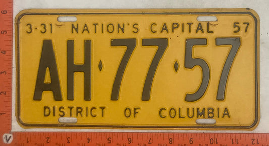 1957 Washington, DC #AH-77-57 Passenger License Plate